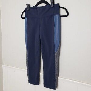 ATHLETA Blue Metallic Chaturanga Crop Lengths